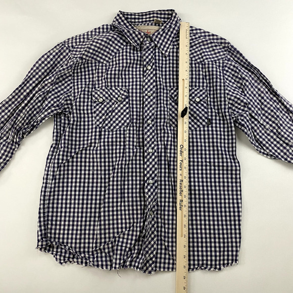 Fender Purple/Blue Plaid Button Down Shirt Pearl Snap Collared Size L Cotton - Picture 4 of 7